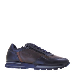ZEN 075003 Sneaker Casual Uomo Pelle Blu  Suola Gomma Gambale Caviglia
