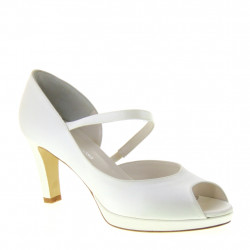 ELATA 10109 - Scarpe Sposa Tessuto Raso Bianco, da Campionario, Tacco 8  Plateau 2 - offertascarpeonline.it
